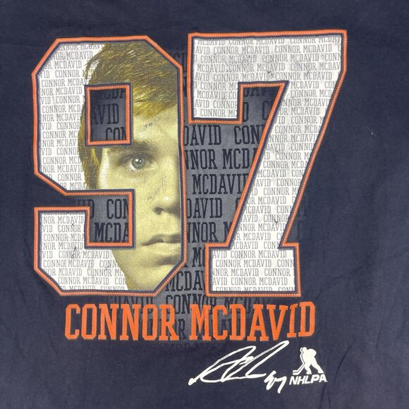 NHLPA Edmonton Oilers Connor Mcdavid #97 Big Graphic Blue Players Shirt (read) - Picture 16 of 16
